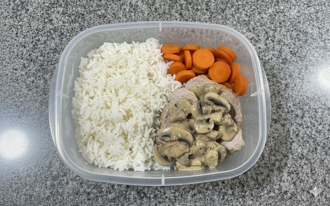 Cerdo en Salsa de Champiñones + Arroz